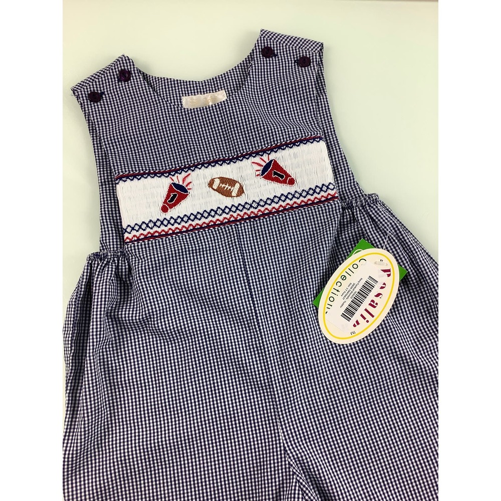 Sir John Smocked Navy Football Shortalls toddler size 3T NWT - Picture 8 of 11